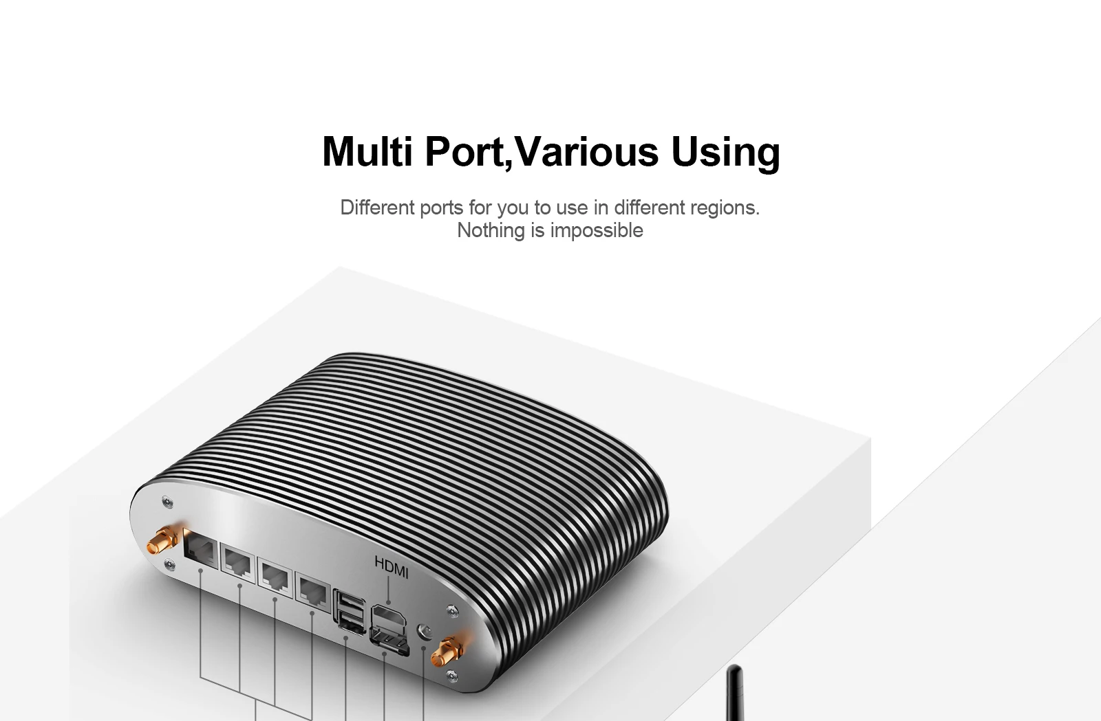 The Chatreey MR02 Mini PC comes with four 2.5G Ethernet ports, two USB 2.0 ports, one HDMI, and one DP interface.