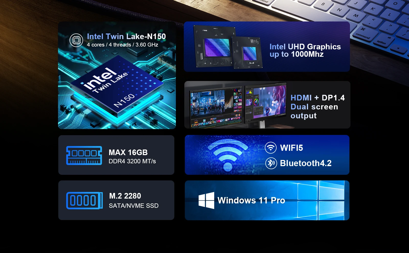 【美品】CHATREEY N150 ミニPC 32GBメモリ付き T10 Mini PC Intel N150 - Chatreey