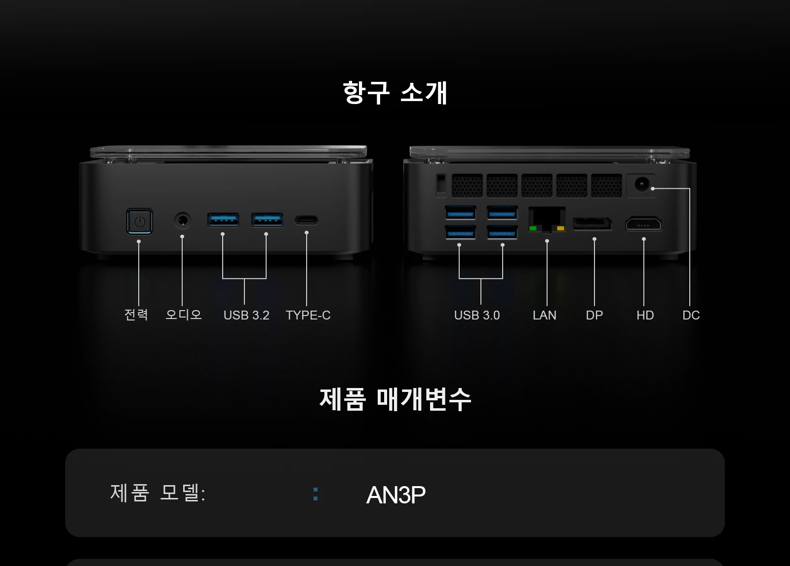 Chatreey AN3P 인터페이스는 기능이 풍부하며, 6개의 USB 3.0 포트, 1개의 2.5G 이더넷 포트, 1개의 DP + HDMI + TYPE-C 인터페이스, 그리고 오디오 인터페이스를 갖추어 다양한 요구를 충족합니다.